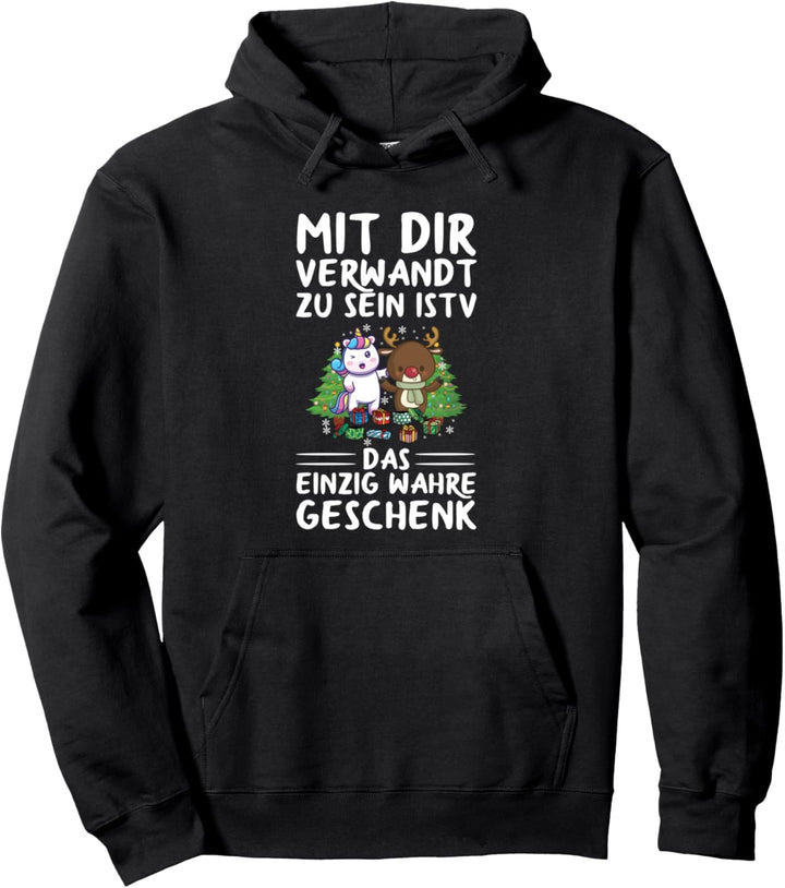 Weihnachten Familie Mit Dir Verwandt Zu Sein Einhorn Rentier Pullover Hoodie