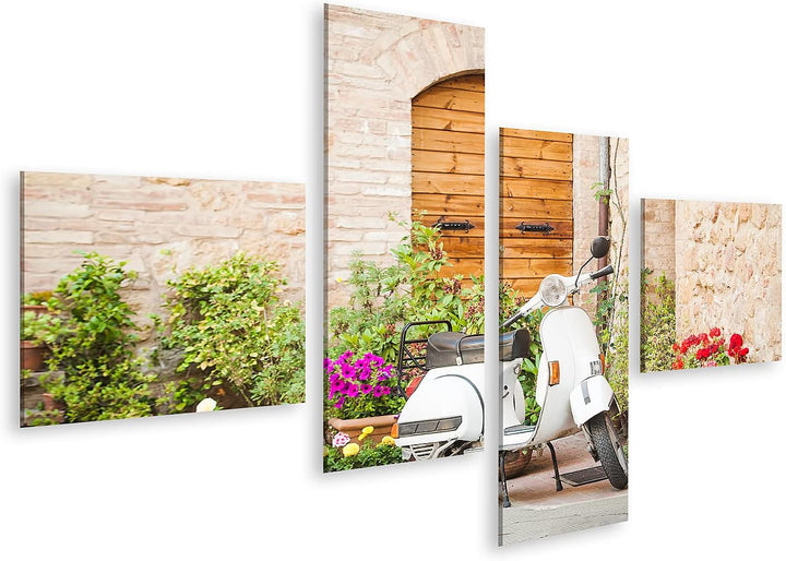 islandburner Bild auf Leinwand Italien Vintage Vespa Pienza Bilder Wandbilder Poster Leinwand 150x80