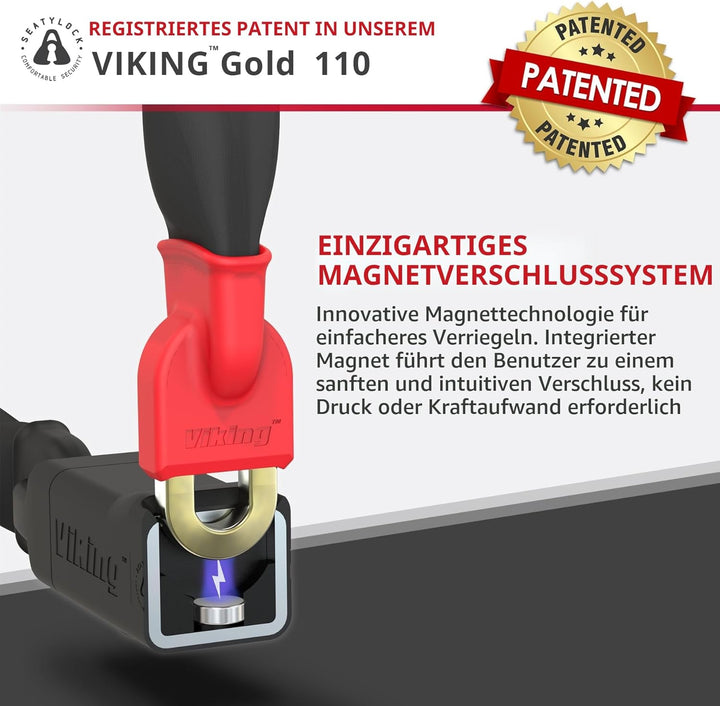 Seatylock Viking Fahrrad Kettenschloss mit Schlüssel – Patentiertes diebstahlsicheres Fahrradschloss