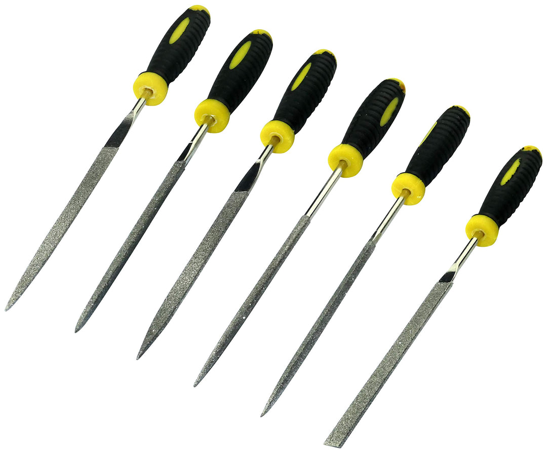 AERZETIX - C45964 - Lot von 6 Diamantfeilen Dreieckig/Flach/Rund/Halbrund/Quadratisch - Länge 150mm