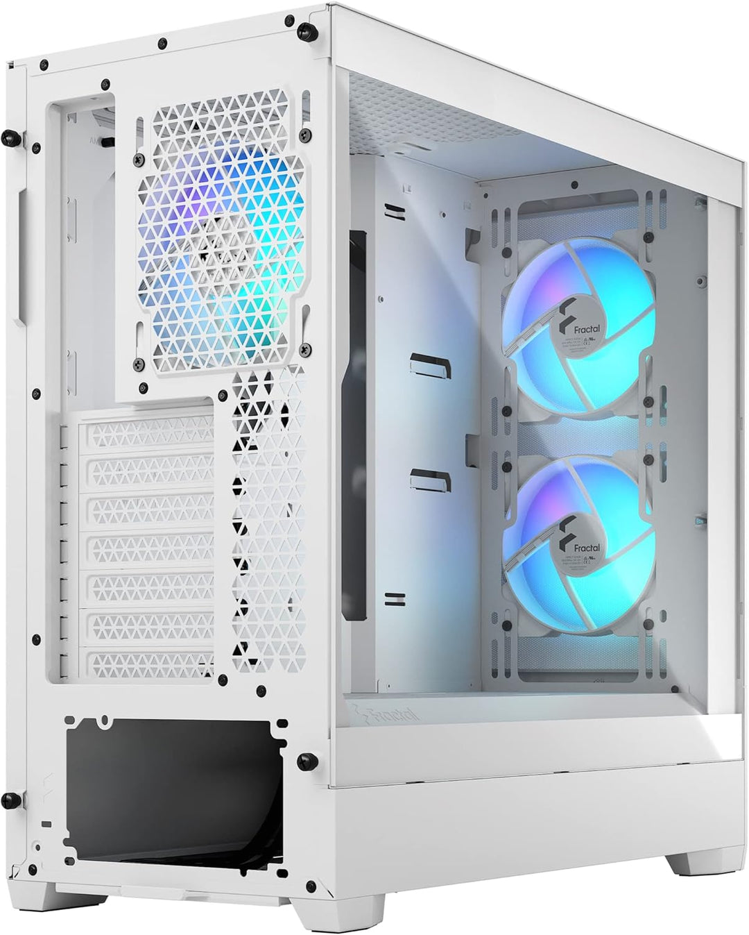Fractal Design Pop Air RGB White - Tempered Glass Clear Tint - Honeycomb Mesh Front – TG Side Panel