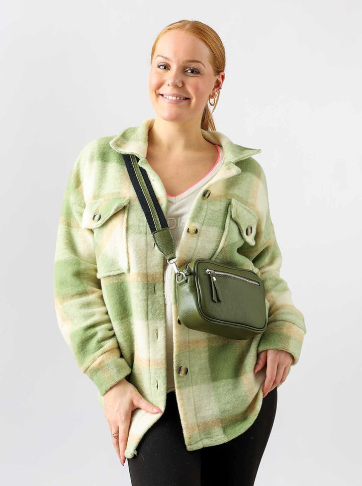 Zwillingsherz Umhängetasche mit Reissverschluss aus 100% Echtleder - Hochwertige Handtasche zum Umhä