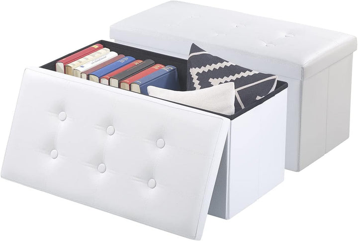 infactory Faltbox und Hocker: 2er-Set Faltbare 2in1-Sitzbänke und -truhen, 80 l, bis 300 kg, weiss (