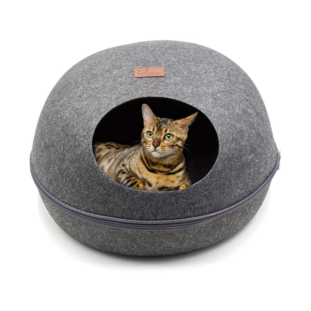 Luxflair stabile Filz Katzenhöhle HxBxT: 25x46x51cm, waschbares Kissen, moderner Cube, Kuschelhöhle