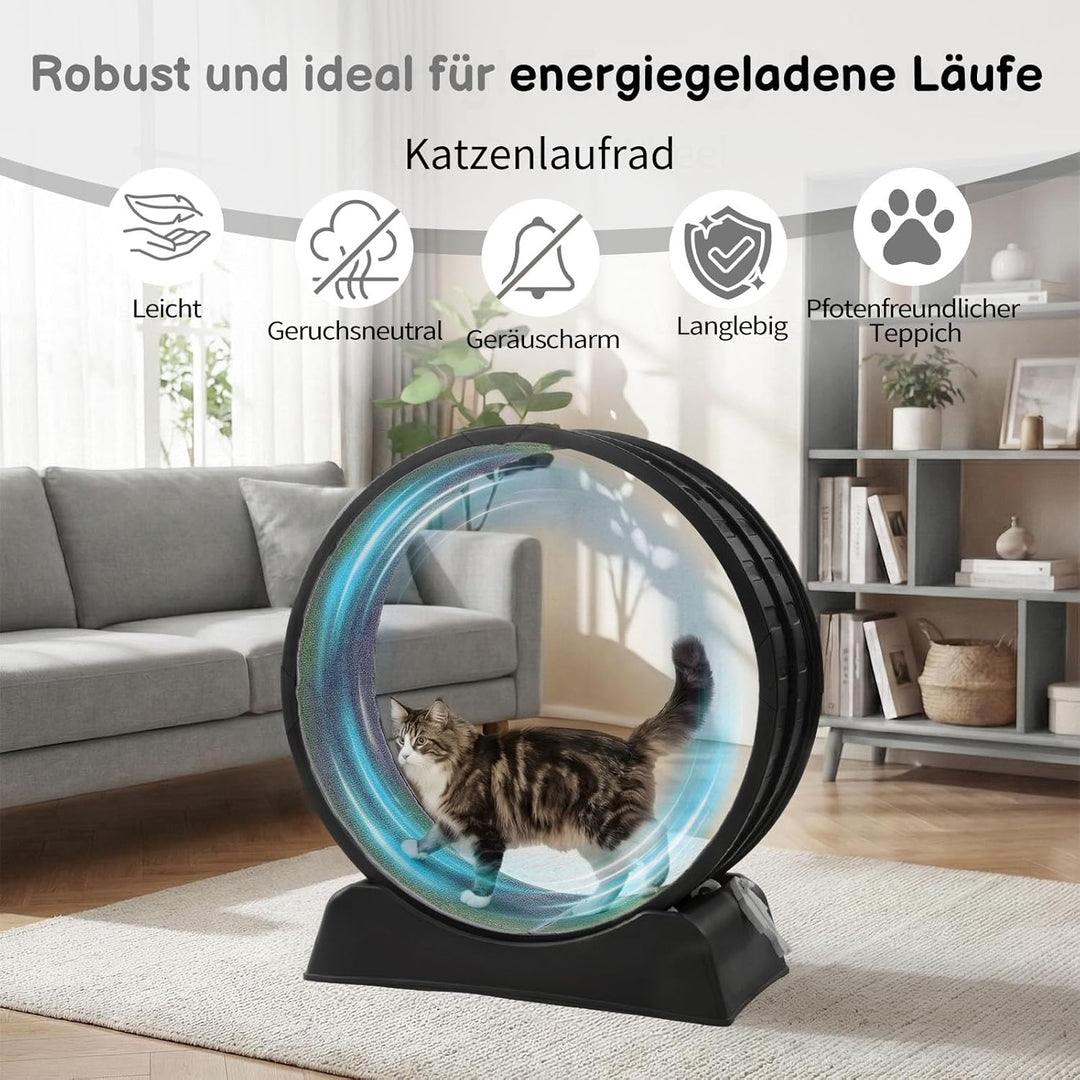 LEADZM Katzenlaufrad 80cm Durchmesser - Laufrad Katze aus Kunststoff, Inklusive Teppich und Katzensp