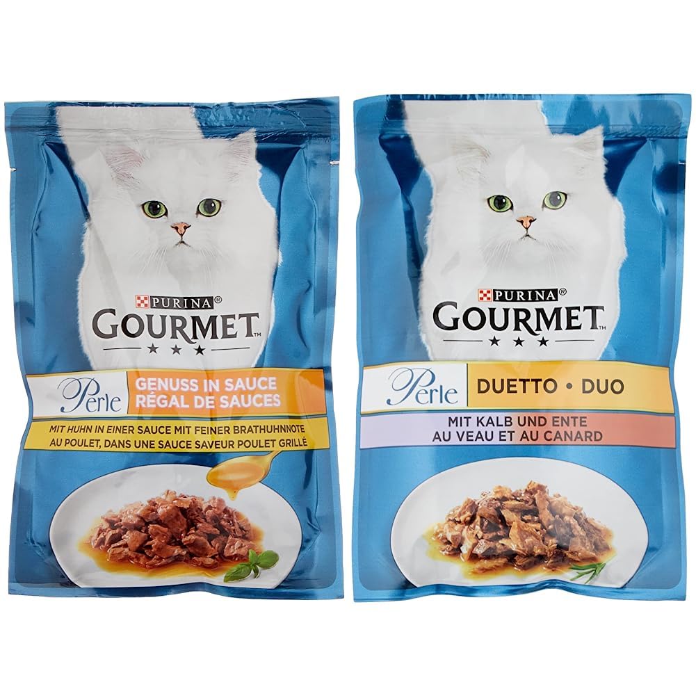 PURINA GOURMET Perle Genuss in Sauce Katzenfutter nass, mit Huhn, 26er Pack (26 x 85g) &amp; Perle Duett