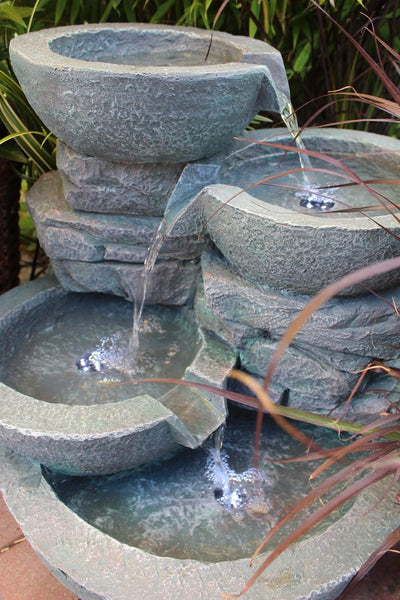 Solar Gartenbrunnen Cascades mit Beleuchtung Springbrunnen Wasserfall Balkonbrunnen Terrassenbrunnen