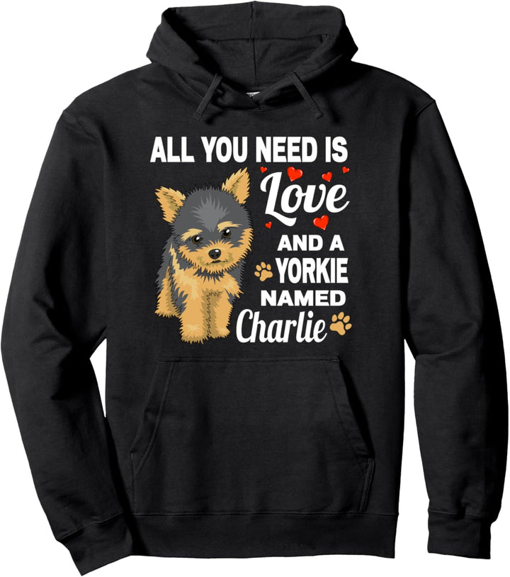 Niedlicher Yorkie mit dem Namen Charlie für Yorkshire Terrier Pullover Hoodie