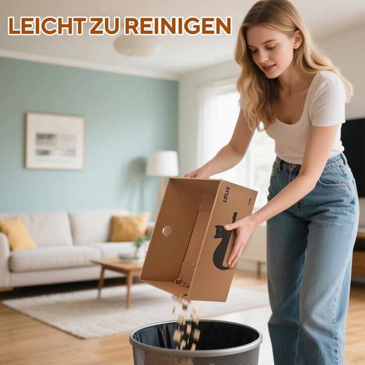 Kratzbrett Katze mit Box, 7Stk. kratzpappe für Katzen mit hochwertiger Karton, Widerstandsfähig Katz