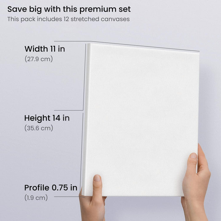 Arteza Premium Leinwand Keilrahmen, 28 x 35.6 cm, 8 bespannte Keilrahmen, 100% Baumwolle grundiert m