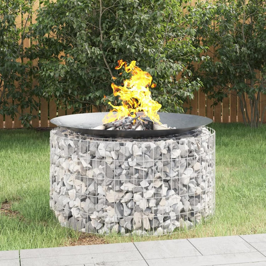 ShGaxin Gabionen-Feuerstelle Ø 100 cm Verzinktes Eisen, Feuerkorb, Feuerschale Outdoor, Lagerfeuer,
