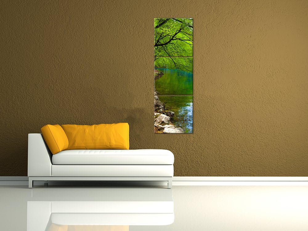 Bilderdepot24 Bild auf Leinwand | Flussufer in 40x120 cm mehrteilig als Panorama Wandbild XXL | Wand