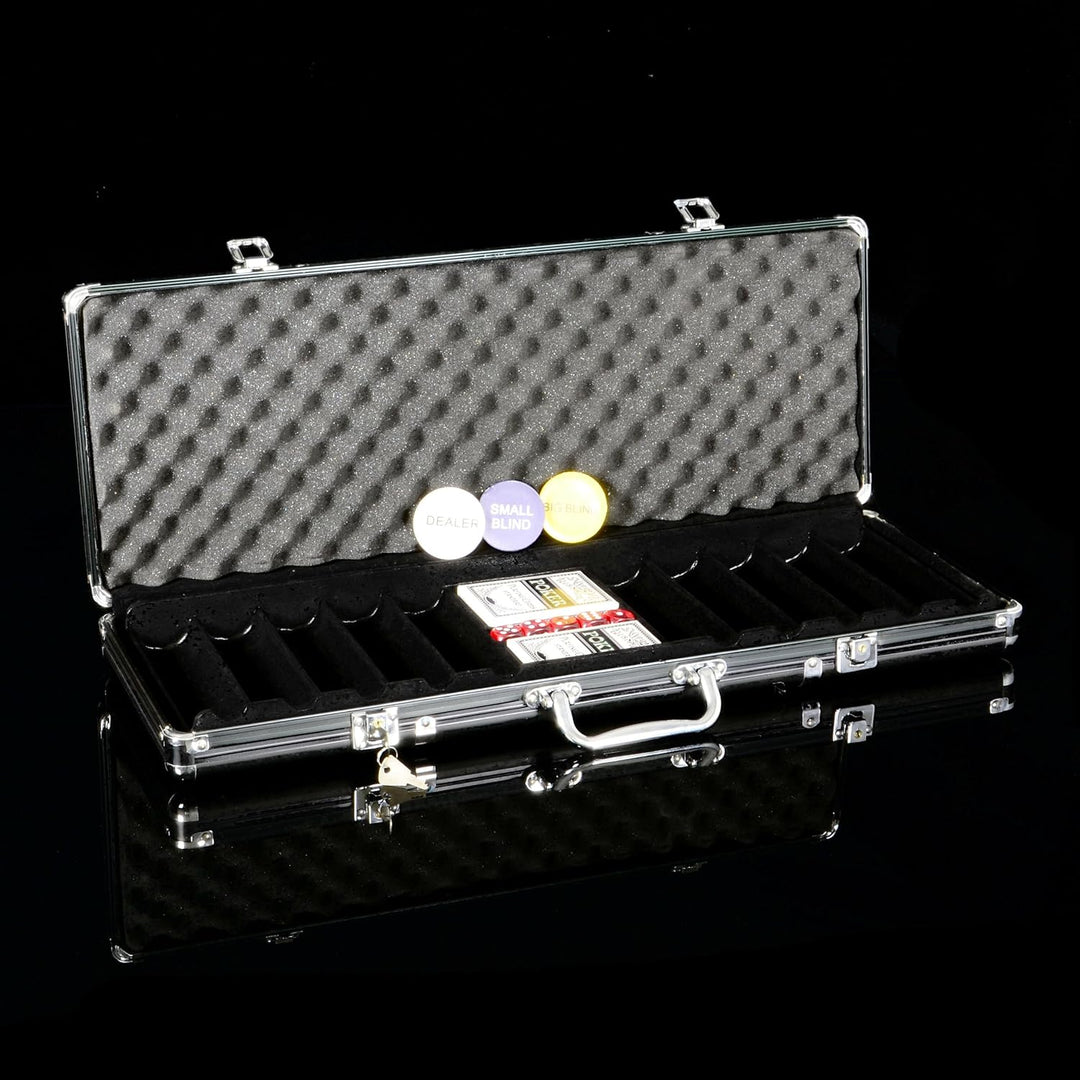 Nexos Trading Pokerkoffer Schwarz LEER für bis zu 500 Poker Chips inkl. Poker Zubehör mit 2 Set Poke