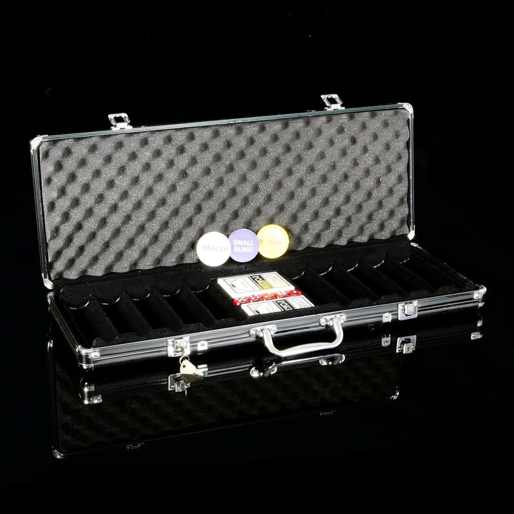 Nexos Trading Pokerkoffer Schwarz LEER für bis zu 500 Poker Chips inkl. Poker Zubehör mit 2 Set Poke