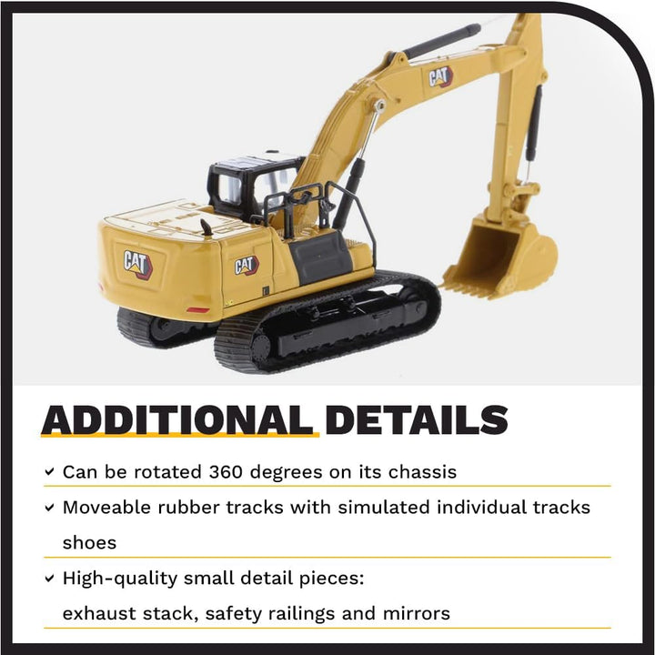 Diecast Masters 85658 - Caterpillar Kettenbagger 336 Next Gen, detailgetreues H0 CAT Baufahrzeug in