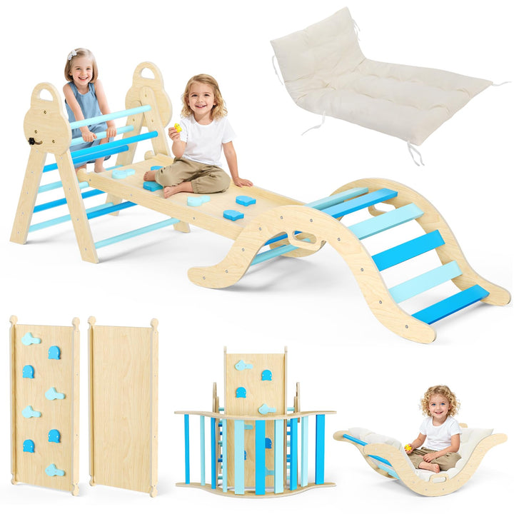 Klettergerüst Montessori 7-in-1 Kletterdreieck, Indoor, 25 Jahre Neue Upgrades für weiches, waschbar