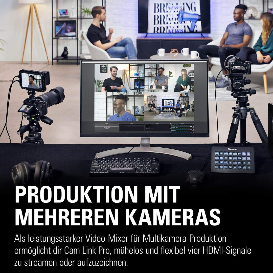 Elgato Cam Link Pro, interne Kamera-Aufnahmekarte, 4 HDMI-Eingänge, streamen & aufnehmen in 1080p60/