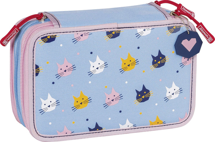 Brunnen Schüler-Etui Federmappe mit 3 Reissverschlüssen mit Katzen