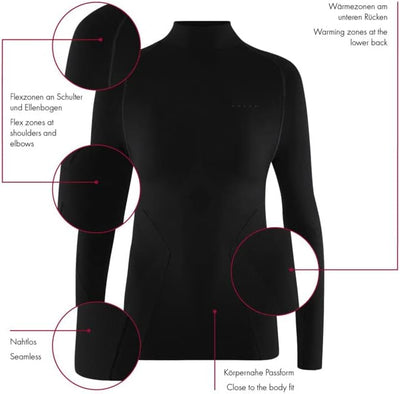 FALKE Damen Maximum Warm High Neck Funktionsshirt Langarm kalte bis sehr kalte Temperaturen Funktion