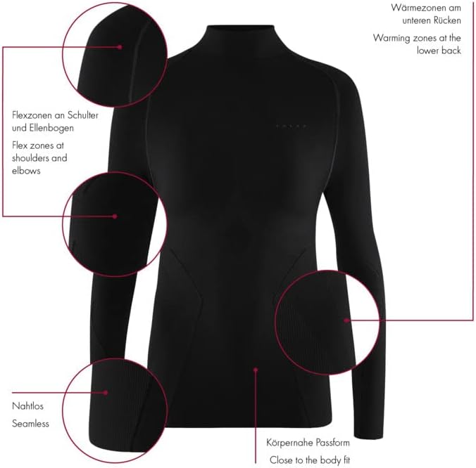 FALKE Damen Maximum Warm High Neck Funktionsshirt Langarm kalte bis sehr kalte Temperaturen Funktion