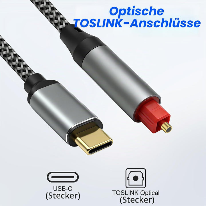 MEIRIYFA USB C auf Optisches Audiokabel, Unidirectional USB Typ C Male auf SPDIF Port Male Glasfaser