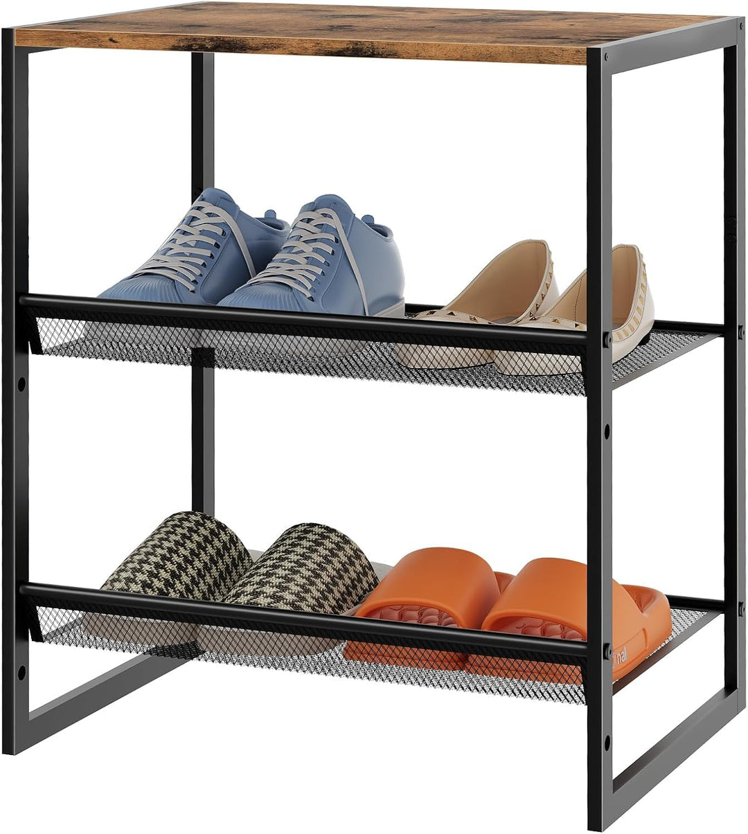 Huhote Schuhregal 3 Ebenen, Schuhständer Metall, Schuhregal Klein, Schuh-Organizer, Schuhaufbewahrun