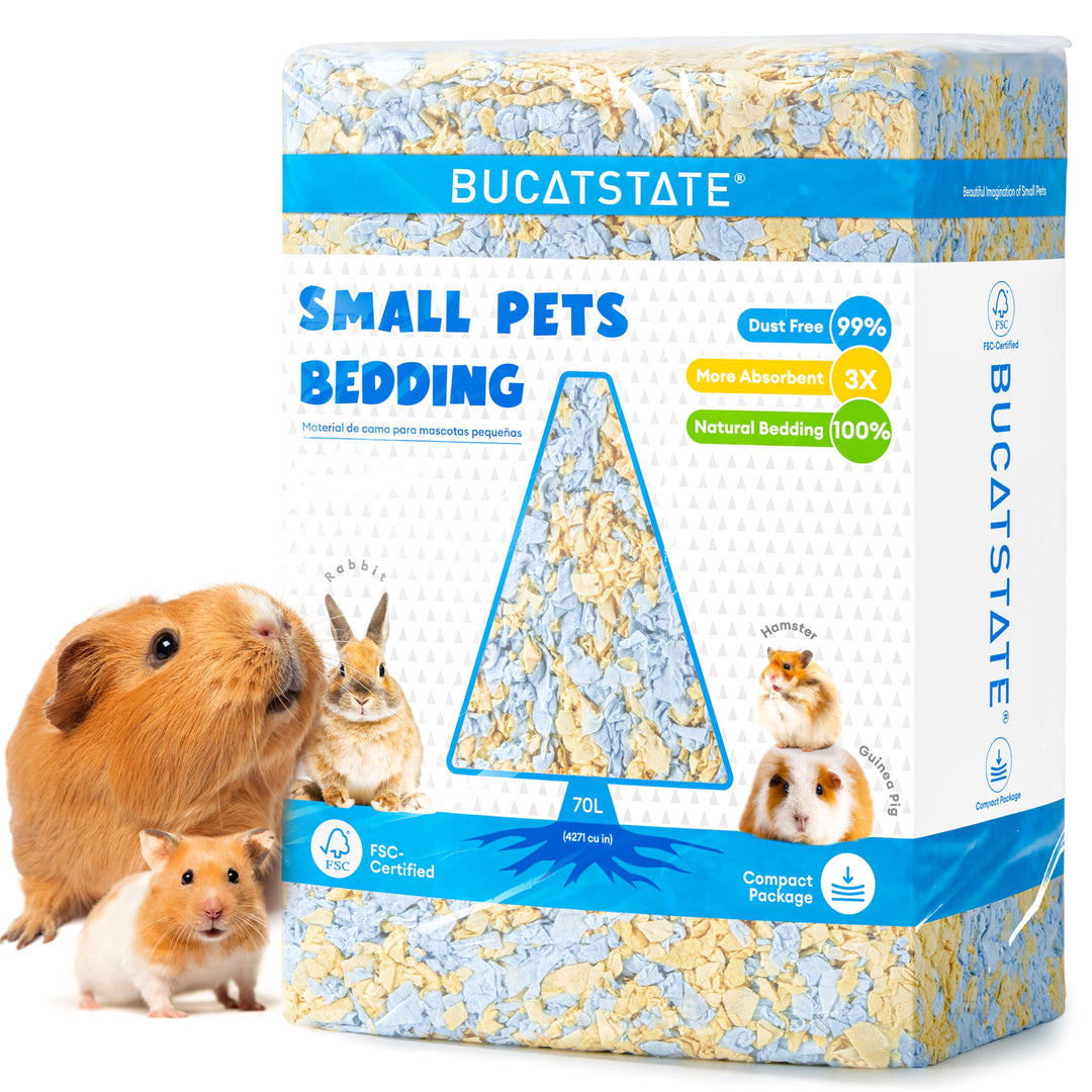 BUCATSTATE Hamsterstreu 70L, wirklich zu 99,9% staubfreie Papier-Einstreu für Nager mit Geruchskontr