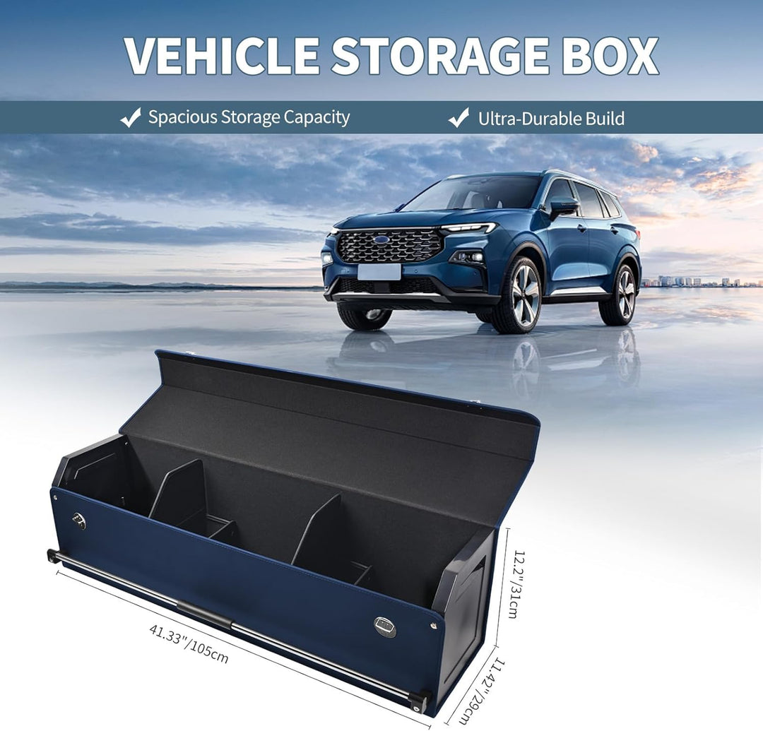 Auto Kofferraum Organizer mit Deckel – Multifunktionale Leder-Aufbewahrungsbox und Stabiler Griff, P