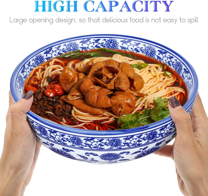 BESTonZON Keramik Suppensch¨¹ssel Nudelschale Asiatische Ramen Sch¨¹ssel Blau 8 Zoll Chinesische Sti