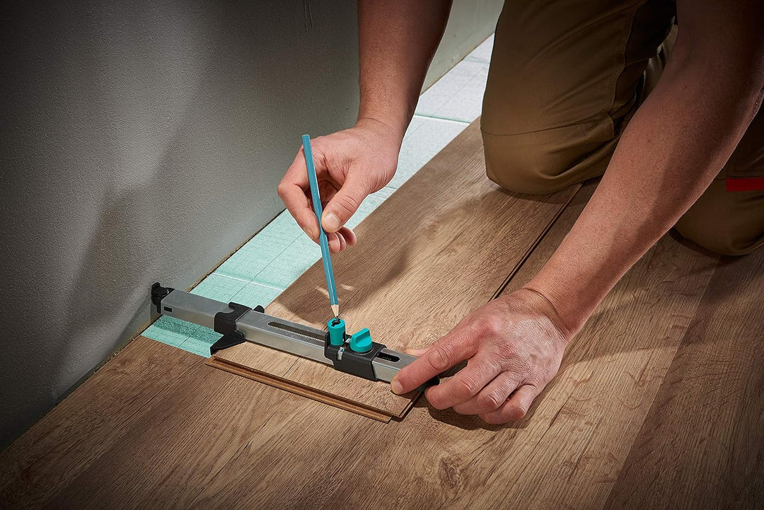 wolfcraft I Geling Set Laminat- und Designboden einpassen I 6976000 I Komplettset aus Universalwinke