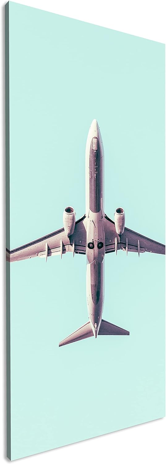 Unterseite eines Flugzeuges Panorama 120x60 cm als Leinwandbild, Motiv fertig gerahmt auf Echtholzra