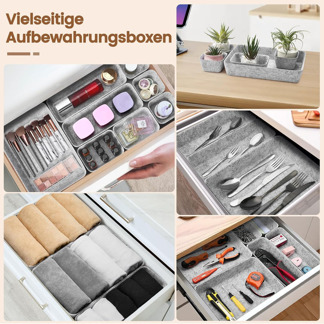 Eurhomewit 9 Stück Schubladen Organizer Filz, Schubladeneinsatz Büro Schubladen Ordnungssystem, Schm