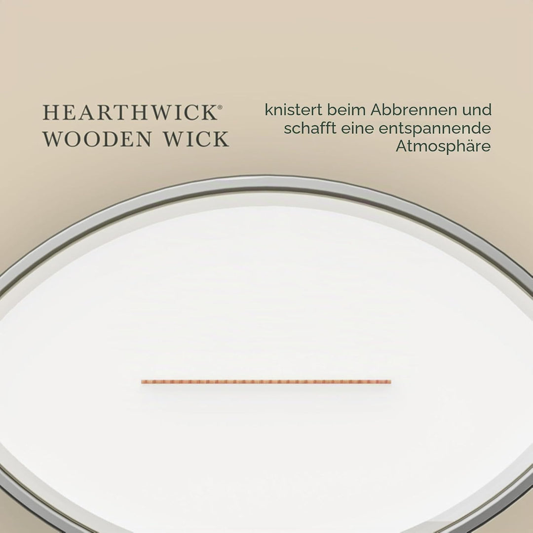 Ellipsenförmige WoodWick Duftkerze mit knisterndem Docht, Warm Wool, bis zu 50 Stunden Brenndauer,11