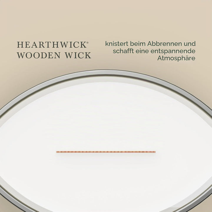 Ellipsenförmige WoodWick Duftkerze mit knisterndem Docht, Warm Wool, bis zu 50 Stunden Brenndauer,11