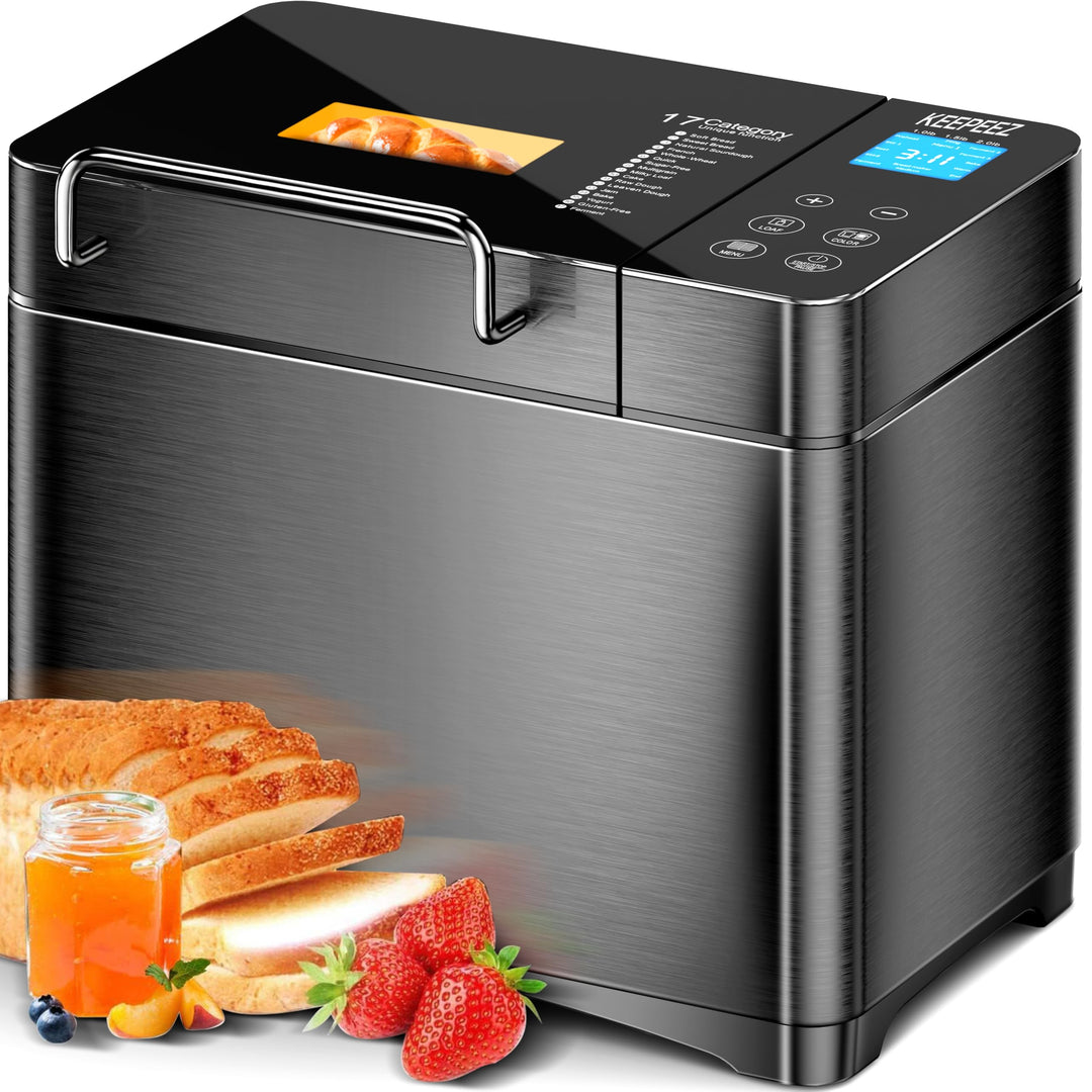 Premium 710W Konvektions-Brotbackautomat mit Gesundem Keramik-Backform, 17-in-1 Edelstahl Brotmaschi