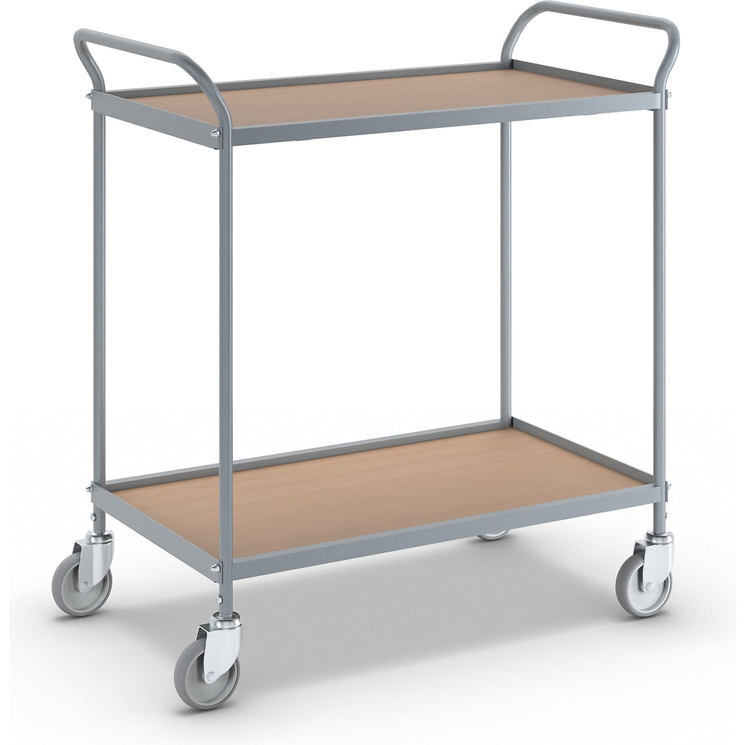 eurokraft | Servierwagen | Etagenhöhe 590 mm | 2 Etagen | mit 4 Lenkrollen | Rad-Ø 100 mm mit 4 Lenk