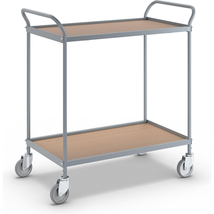 eurokraft | Servierwagen | Etagenhöhe 590 mm | 2 Etagen | mit 4 Lenkrollen | Rad-Ø 100 mm mit 4 Lenk