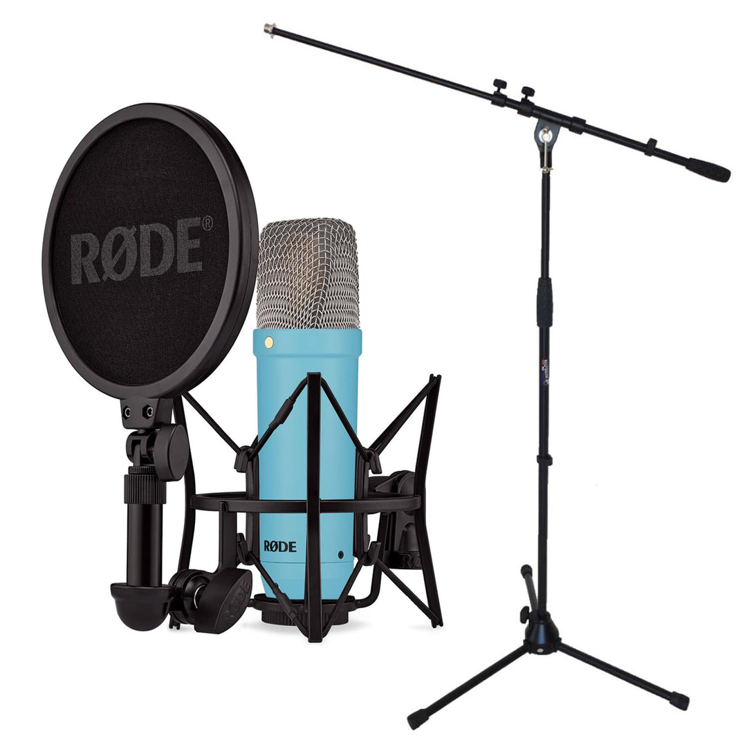 Rode NT1 Signature Blue Studio-Mikrofon Blau + keepdrum Mikrofonständer mit Mikrofonständer Blau, mi