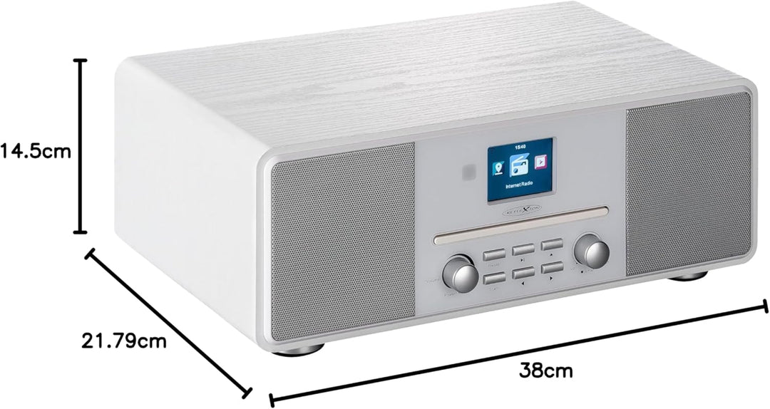 Reflexion HRA19DAB/WH Design DAB+ Radio (2x80Watt) 2,4" TFT Farbdisplay, Uhrenanzeige mit Alarm-Funk