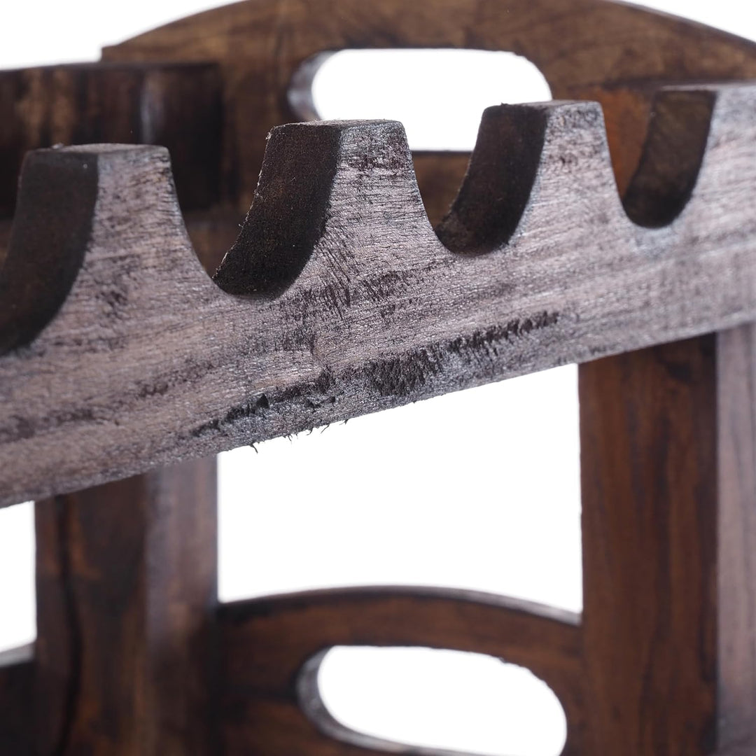 DESIGN DELIGHTS WEINREGAL Rustic | 66x61x24 cm (HxBxT), Recyclingholz, Dunkelbraun | Flaschenhalter,