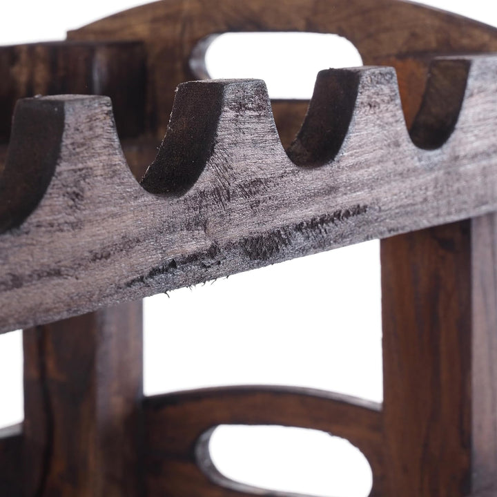 DESIGN DELIGHTS WEINREGAL Rustic | 66x61x24 cm (HxBxT), Recyclingholz, Dunkelbraun | Flaschenhalter,