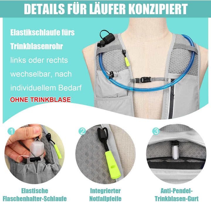 Laufweste Damen &amp; Herren mit 500ml Trinkflasche, Reflektierende Running Vest für Bessere Sichtbarkei