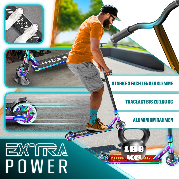 KESSER® Stunt Scooter X-Limit-Pro 360° Lenkung Funscooter Stuntscooter mit Ständer ABEC 9 Kugellager