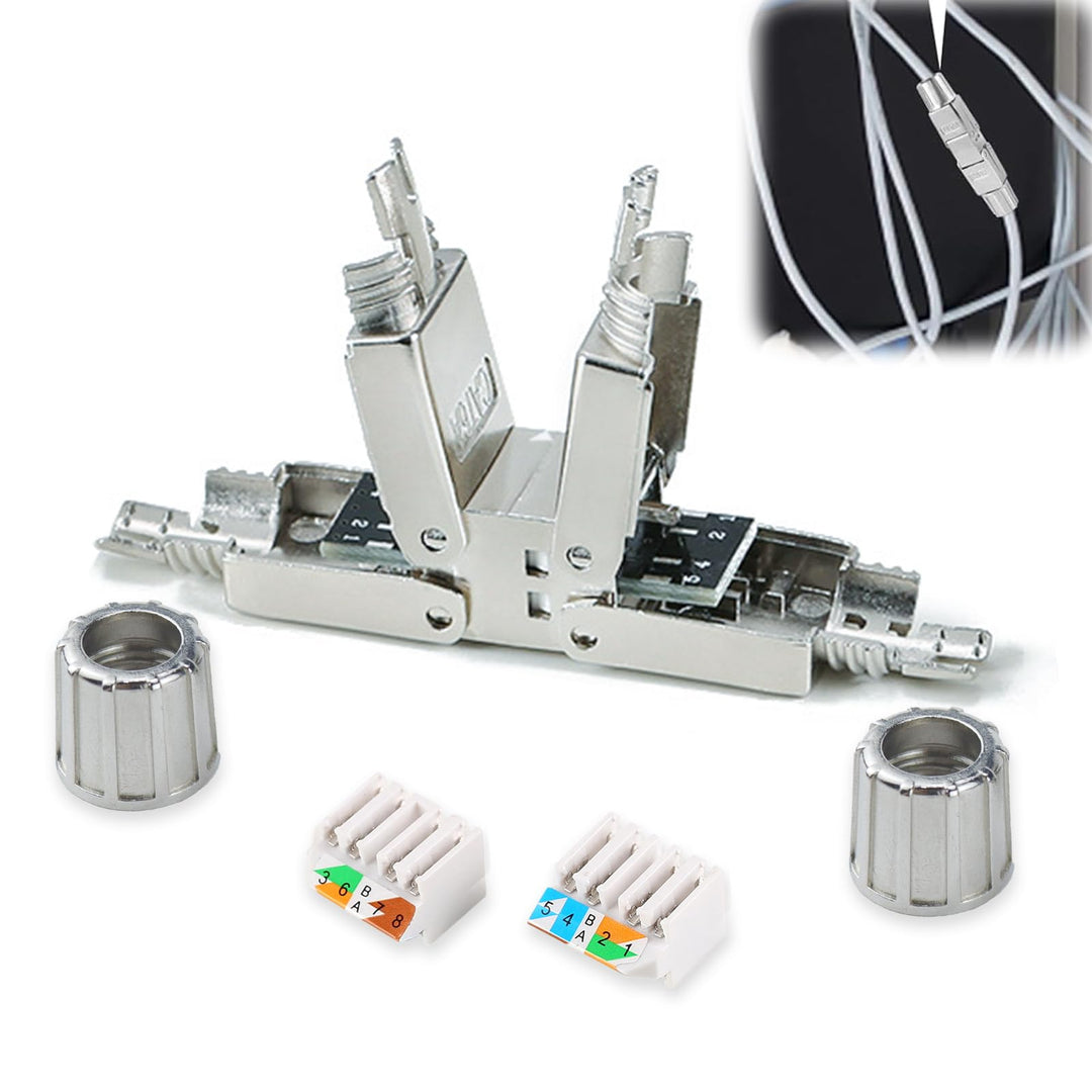 2 Stück Netzwerkstecker Cat7 Cat6A Werkzeuglos RJ45 Stecker Werkzeuglos Lan Stecker Feldkonfektionie