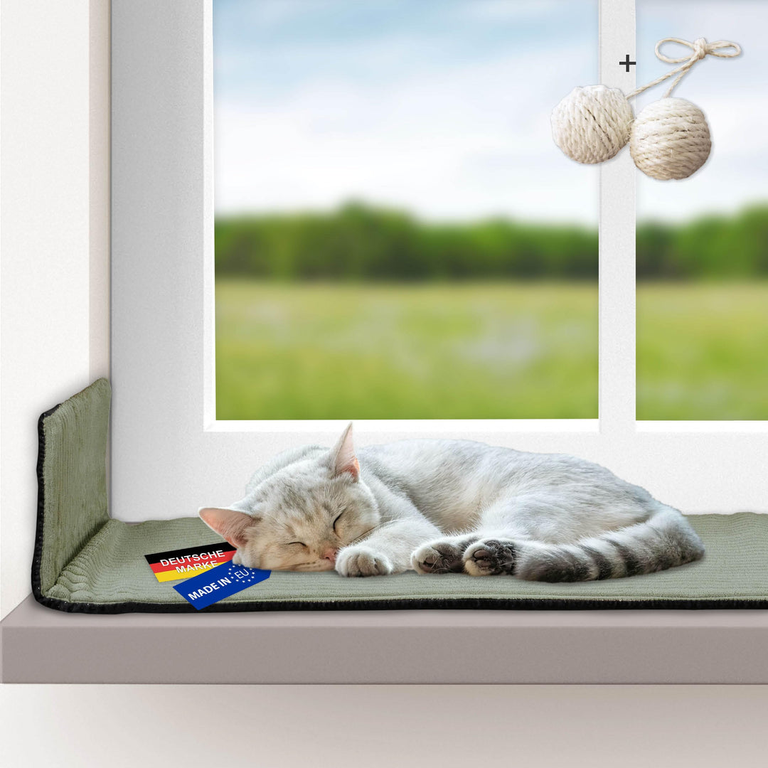 Rohrschneider Katzen Fensterliege | selbstwärmende Katzendecke | Made in EU | Katzenkissen mit Rutsc