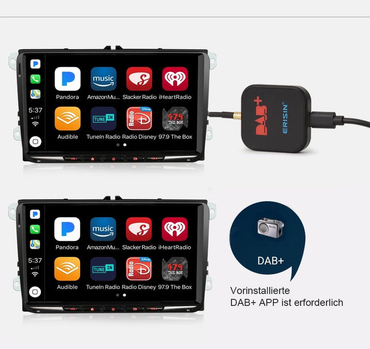 erisin Auto DAB+ Digital Radio Adapter, Digital Box Radio MCX Antenne Verstärker für Alle Android Ca