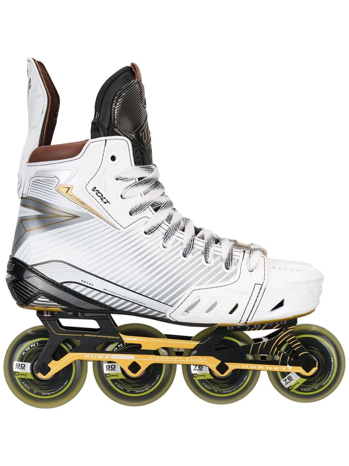 TOUR Rollhockey Schlittschuhe Volt Spitfire (Weiss/Gold, 9.5 = EU 45)