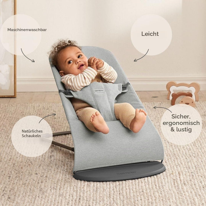 BabyBjörn Babywippe Bliss, Gewebt Melange, Hellgrau