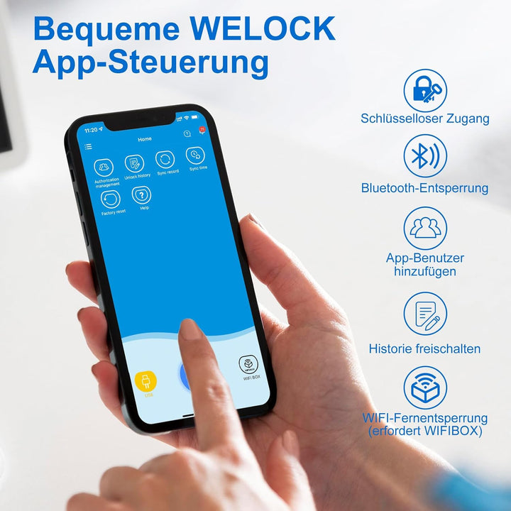WELOCK ToucA51 Fingerabdruck Passwort Türschloss, Elektronisches Fingerabdruck Pin Code Schloss mit