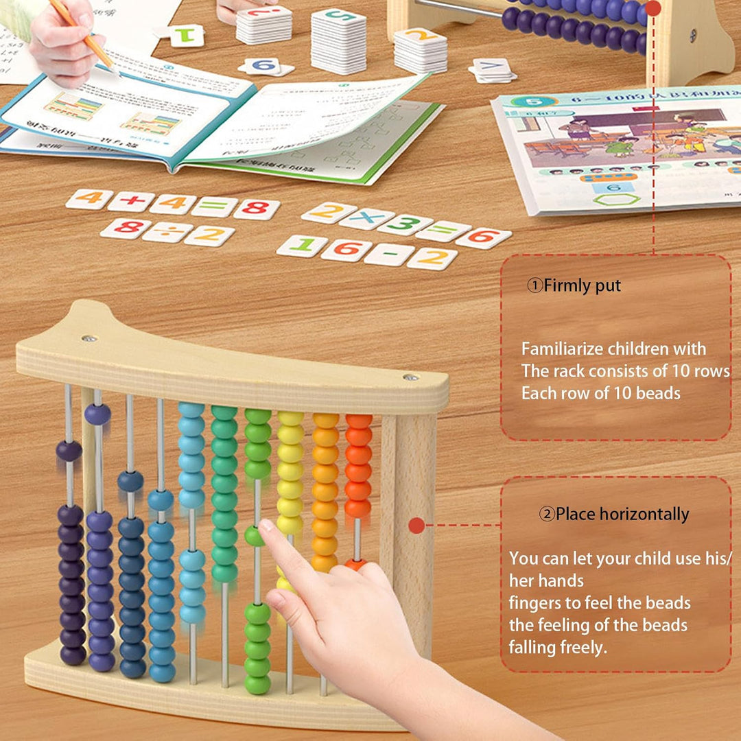 aus Holz, Mathematik, Mathematikspielzeug aus Holz - Rahmen zum Zählen in 10 Reihen mit Perlen - Leh